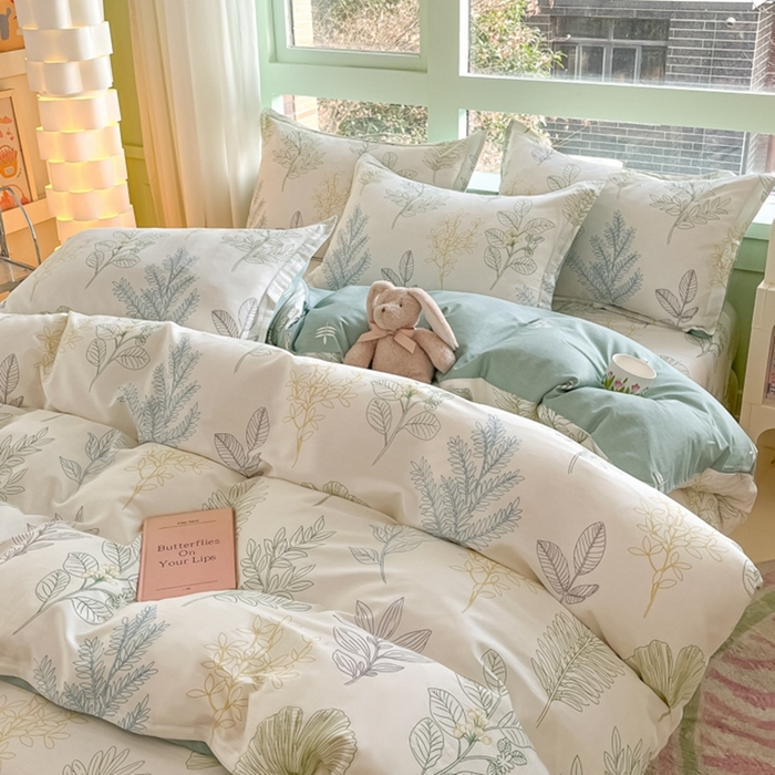 91家纺网 家纺一手货源 找家纺 菲梵家纺 2025新款喷气小清新全棉印花单品被套（预留缩水） 春风沐歌