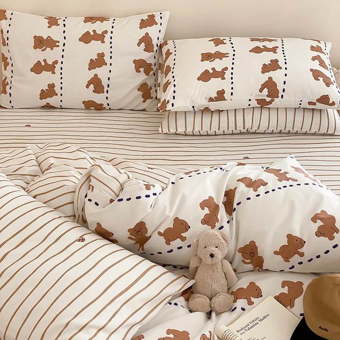 91家纺网 家纺一手货源 找家纺 宜家坊 2024新款全棉喷气13070小清新印花四件套-拍摄一 喜瓜瓜