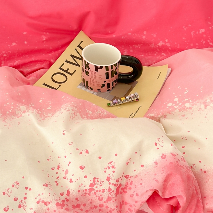 91家纺网 家纺一手货源 找家纺 昔可家纺 2024新款全棉印花星河渐变系列四件套 粉星河