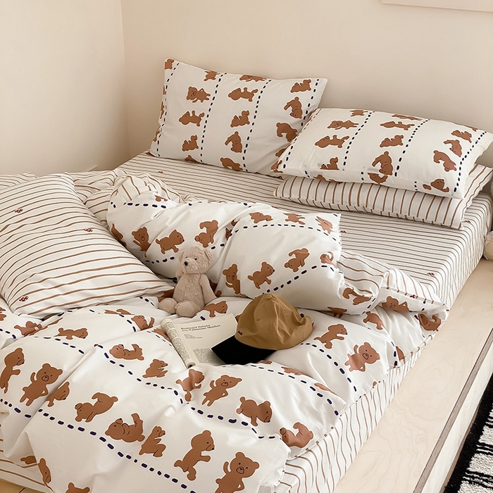 91家纺网 家纺一手货源 找家纺 宜家坊 2024新款全棉喷气13070小清新印花四件套-拍摄一 喜瓜瓜