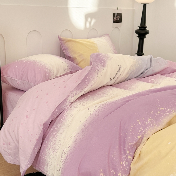 91家纺网 家纺一手货源 找家纺 昔可家纺 2024新款全棉印花星河渐变系列四件套 紫色星河