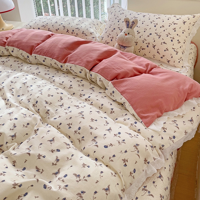 91家纺网 家纺一手货源 找家纺 羽爱家纺 2024新款A类双层纱棉花芯床盖套件 芳香