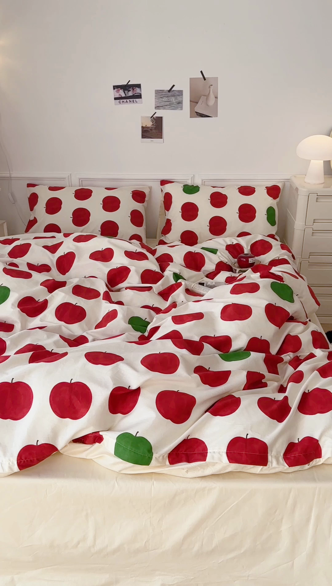 91家纺网 家纺一手货源 找家纺 昔可家纺 2024新款全棉卡通印花系列四件套 红苹果