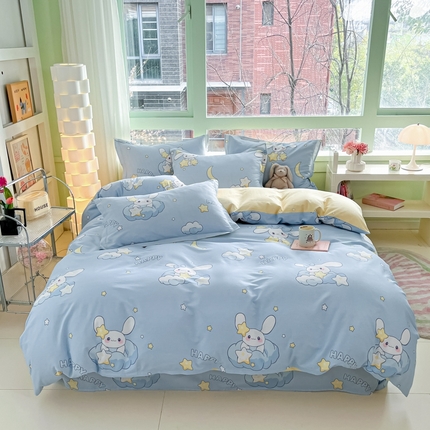 91家纺网 家纺一手货源 找家纺 菲梵家纺 2025新款喷气小清新全棉印花单品被套（预留缩水） 星之兔