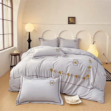 91家纺网 家纺一手货源 找家纺 （总） 庭笙 新款云棉新中式绣花款四件套