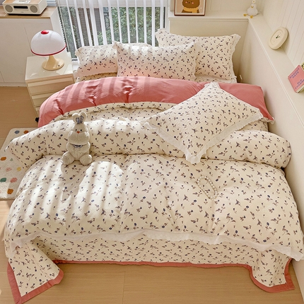 91家纺网 家纺一手货源 找家纺 （总）羽爱家纺 2024新款A类双层纱棉花芯床盖套件