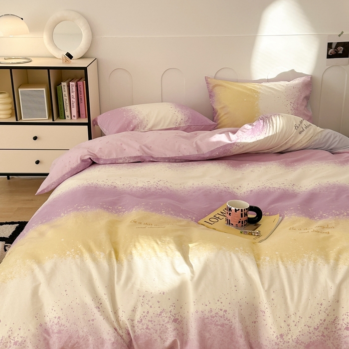 91家纺网 家纺一手货源 找家纺 昔可家纺 2024新款全棉印花星河渐变系列四件套 紫色星河