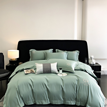 91家纺网 家纺一手货源 找家纺 若未家居 2025新款50SCR长绒棉四件套-绮洛 绮洛湖绿
