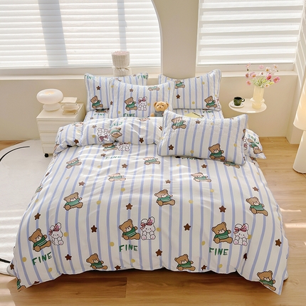 91家纺网 家纺一手货源 找家纺 舒居家纺 2024新款全棉床盖款四件套 小奶熊