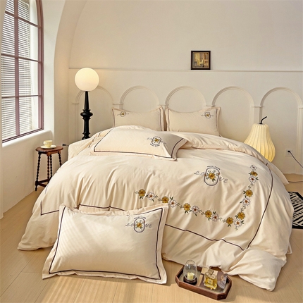 91家纺网 家纺一手货源 找家纺 （总） 庭笙 新款云棉新中式绣花款四件套