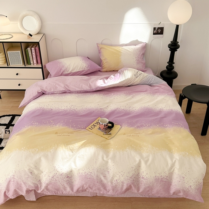 91家纺网 家纺一手货源 找家纺 昔可家纺 2024新款全棉印花星河渐变系列四件套 紫色星河