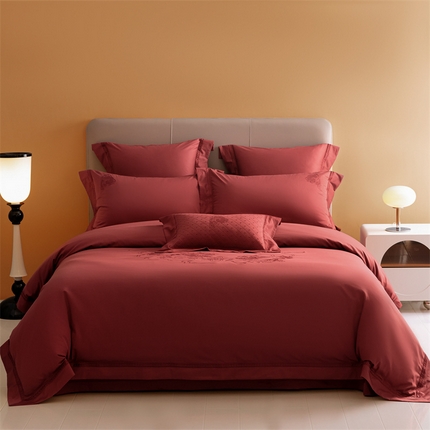 91家纺网 家纺一手货源 找家纺 （总）蓝米卡夫 2024新品A类100支全棉祥瑞麒麟刺绣工艺宽边拼角四件套