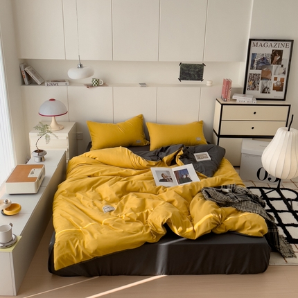 91家纺网 家纺一手货源 找家纺 （总）蓝淋 2024新春款日式简约婴儿可以啃咬的超柔混搭水洗棉四件套