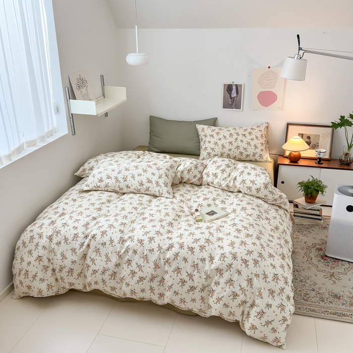 91家纺网 家纺一手货源 找家纺 优彩 2025新款全棉双层纱四件套 萝蔓