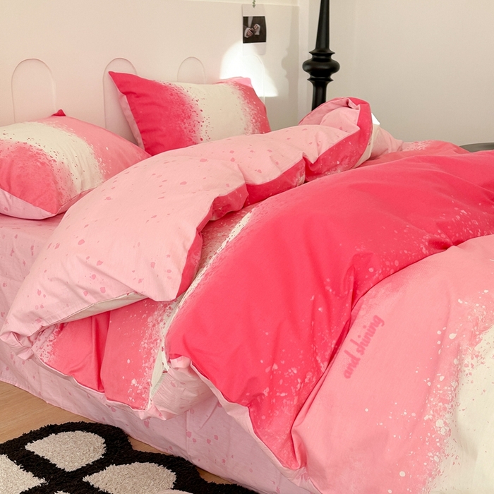 91家纺网 家纺一手货源 找家纺 昔可家纺 2024新款全棉印花星河渐变系列四件套 粉星河