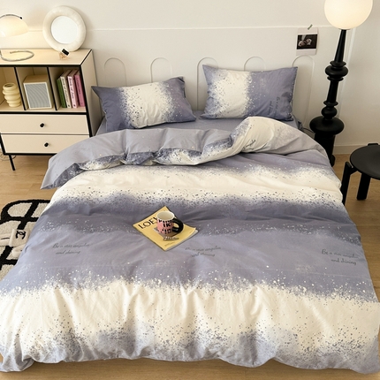 91家纺网 家纺一手货源 找家纺 昔可家纺 2024新款全棉印花星河渐变系列四件套 蓝灰星河