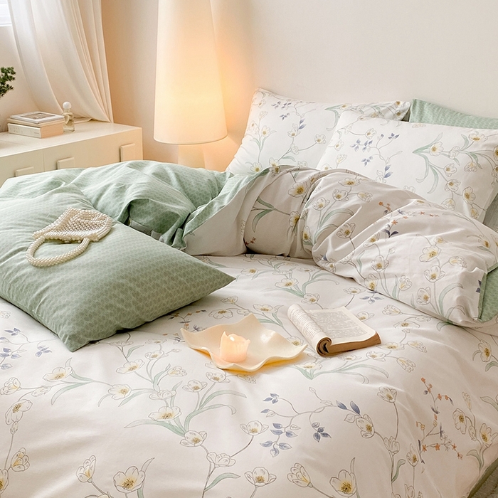 91家纺网 家纺一手货源 找家纺 宜家坊 2024新款全棉喷气13070小清新印花四件套-拍摄一 沁园春