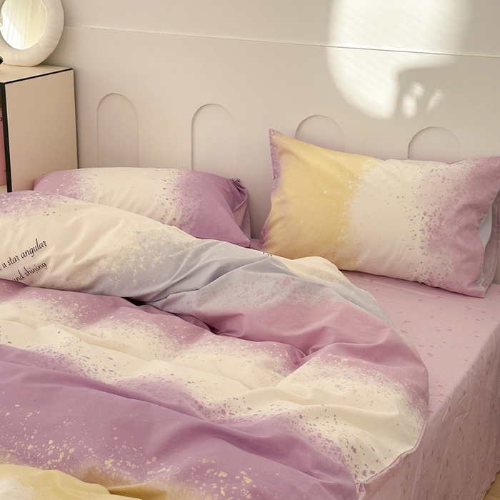 91家纺网 家纺一手货源 找家纺 昔可家纺 2024新款全棉印花星河渐变系列四件套 紫色星河