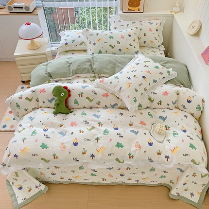 91家纺网 家纺一手货源 找家纺 （总）羽爱家纺 2024新款A类双层纱棉花芯床盖套件