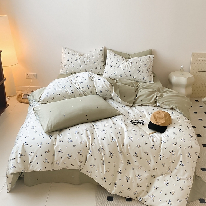 91家纺网 家纺一手货源 找家纺 宜家坊 2024新款全棉喷气13070小清新印花四件套-拍摄一 扶摇