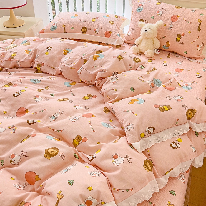 91家纺网 家纺一手货源 找家纺 （总）羽爱家纺 2024新款A类双层纱棉花芯床盖套件