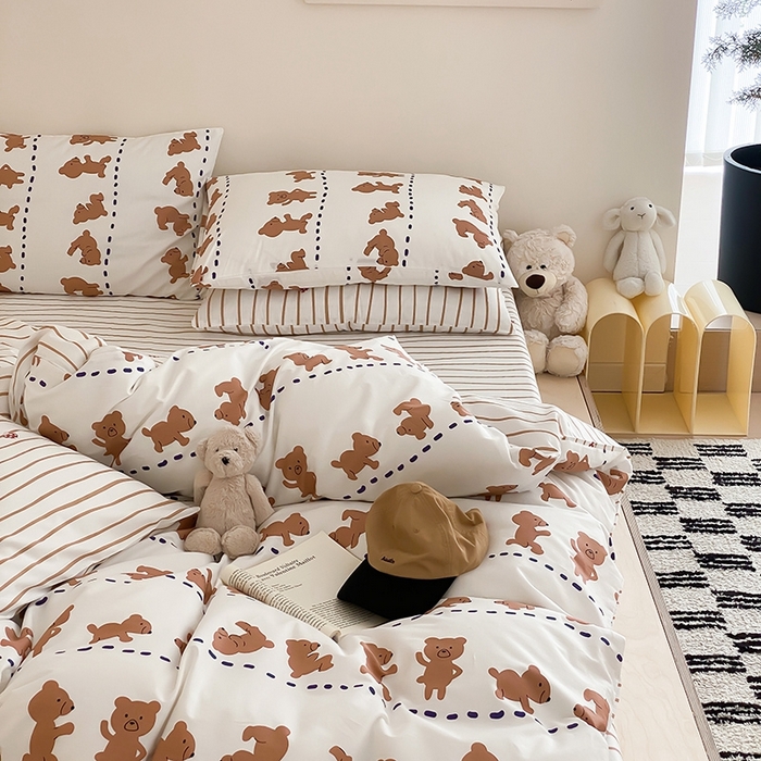 91家纺网 家纺一手货源 找家纺 宜家坊 2024新款全棉喷气13070小清新印花四件套-拍摄一 喜瓜瓜