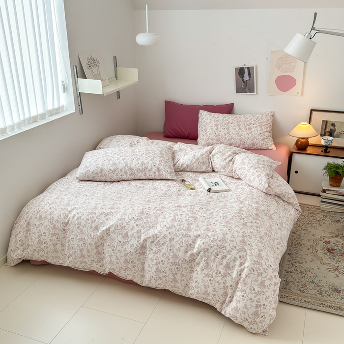 91家纺网 家纺一手货源 找家纺 优彩 2025新款全棉双层纱四件套 落山秋