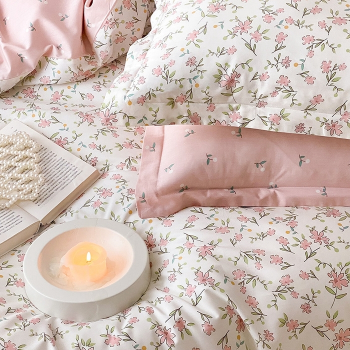 91家纺网 家纺一手货源 找家纺 宜家坊 2024新款全棉喷气13070小清新印花四件套-拍摄一 点点