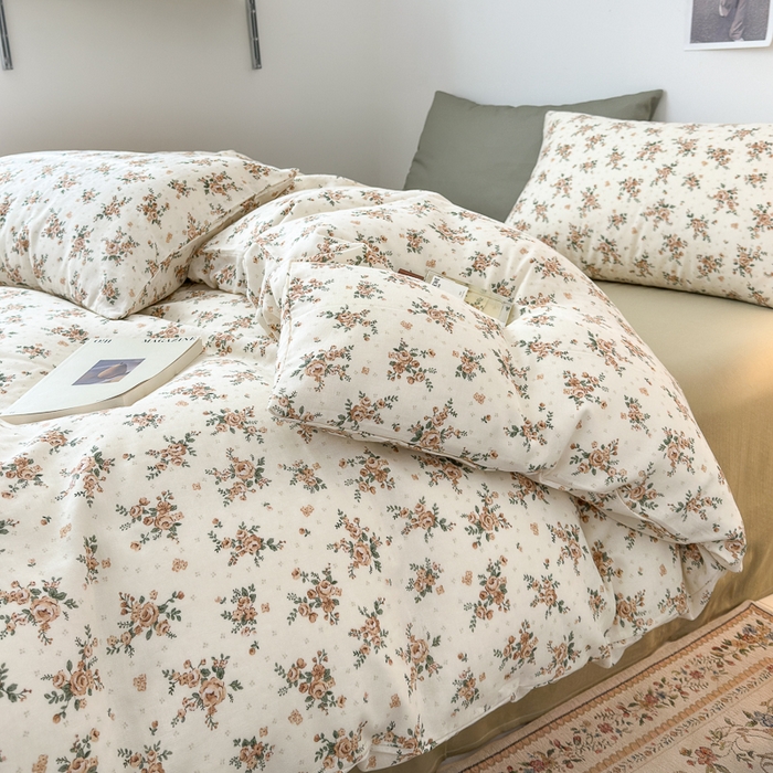 91家纺网 家纺一手货源 找家纺 优彩 2025新款全棉双层纱四件套 萝蔓