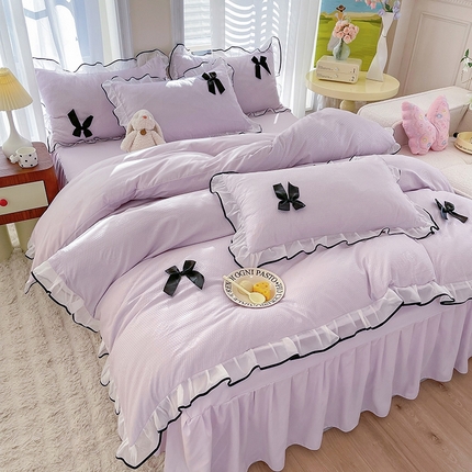 91家纺网 家纺一手货源 找家纺 （总）逸尚阁 2024新款水洗磨毛浪漫花边四件套-梦恋