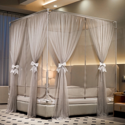 91家纺网 家纺一手货源 找家纺 （总）夏彩 2024新款88586双层带防尘顶床笠式带加固绑带坐床拉链蚊帐