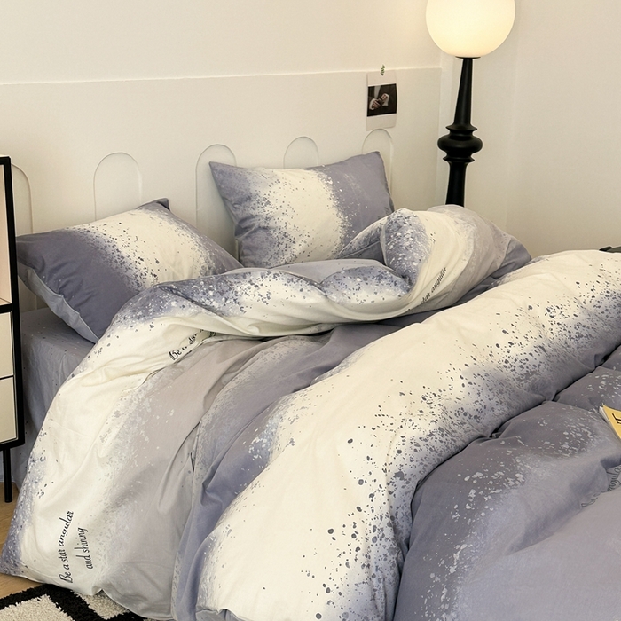 91家纺网 家纺一手货源 找家纺 昔可家纺 2024新款全棉印花星河渐变系列四件套 蓝灰星河