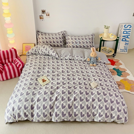 91家纺网 家纺一手货源 找家纺 （总）乐童家纺 2024新款直播爆款13070纯棉印花吊边款一字绣四件套