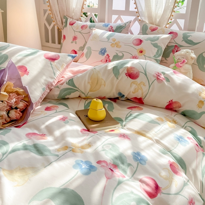 91家纺网 家纺一手货源 找家纺 宜家坊 2024新款全棉13070小清新印花四件套-拍摄二 时留