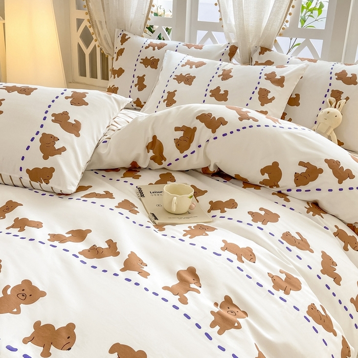 91家纺网 家纺一手货源 找家纺 宜家坊 2024新款全棉喷气13070小清新印花四件套-拍摄二 喜瓜瓜