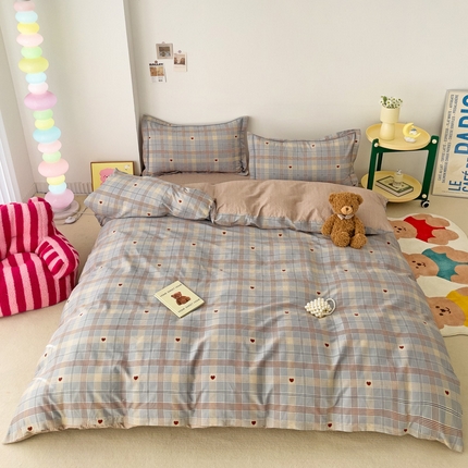 91家纺网 家纺一手货源 找家纺 （总）乐童家纺 2024新款直播爆款13070纯棉印花吊边款一字绣四件套