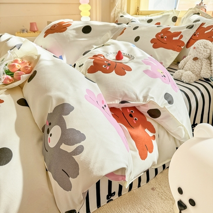 91家纺网 家纺一手货源 找家纺 （总）花伞家居 2025新款直播网销斜纹加厚磨毛印花植物羊绒四件套