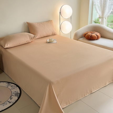 寝柔家纺 2024新款40S全棉斜纹13372纯棉纯色套件单品-单床单  （风格一） 卡其