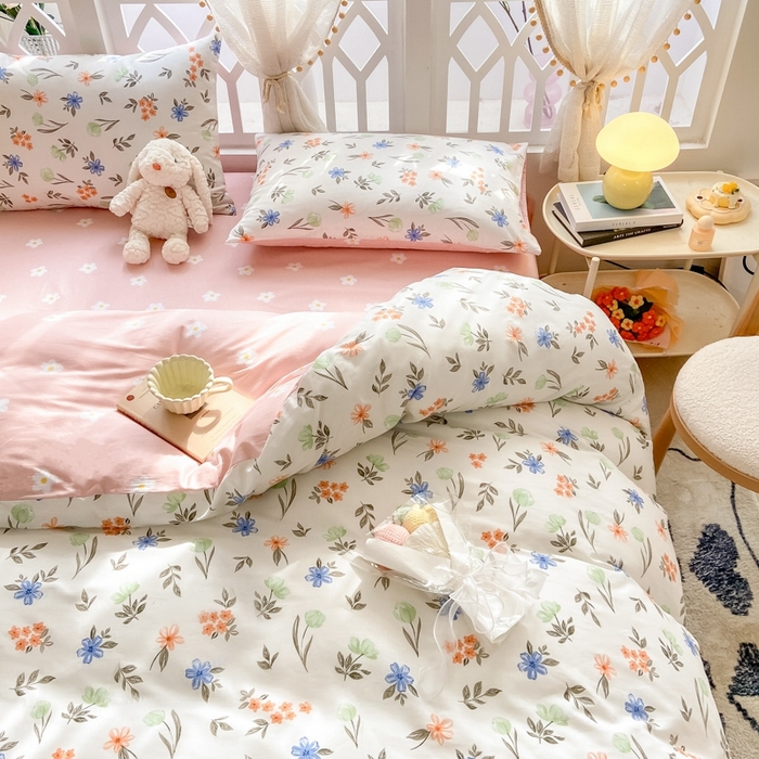 91家纺网 家纺一手货源 找家纺 宜家坊 2024新款全棉喷气13070小清新印花四件套-拍摄二 白露