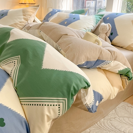 91家纺网 家纺一手货源 找家纺 麦伦家居 2024春夏新品ins小清新卡通全棉四件套 莱芬