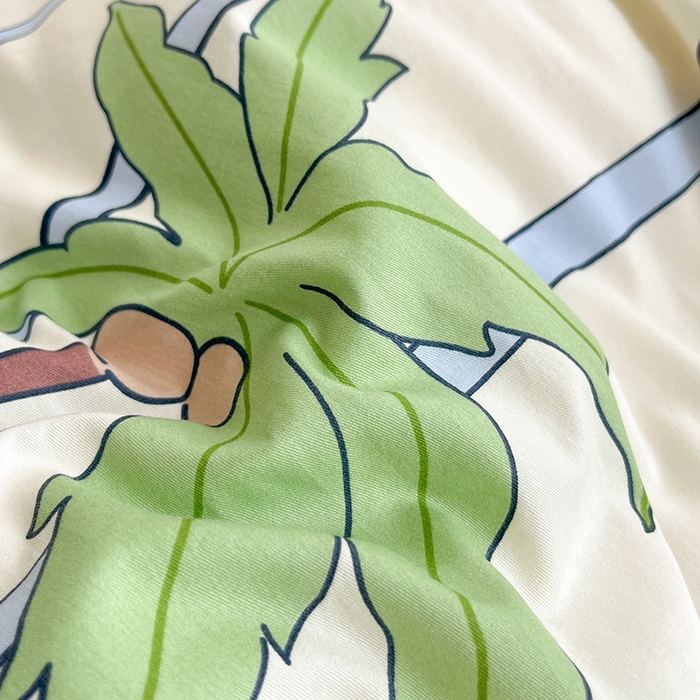 91家纺网 家纺一手货源 找家纺 麦伦家居 2024春夏新品ins小清新卡通全棉四件套 度假时光