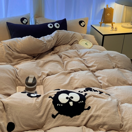 91家纺网 家纺一手货源 找家纺 （总）葡萄家 2024新款超柔水洗棉毛巾绣四件套