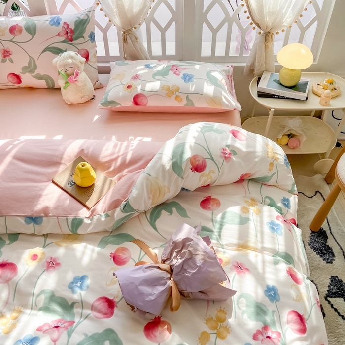 91家纺网 家纺一手货源 找家纺 宜家坊 2024新款全棉13070小清新印花四件套-拍摄二 时留