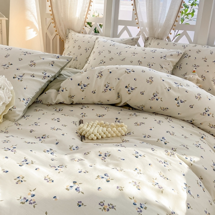 91家纺网 家纺一手货源 找家纺 宜家坊 2024新款全棉13070小清新印花四件套-拍摄二 扶摇