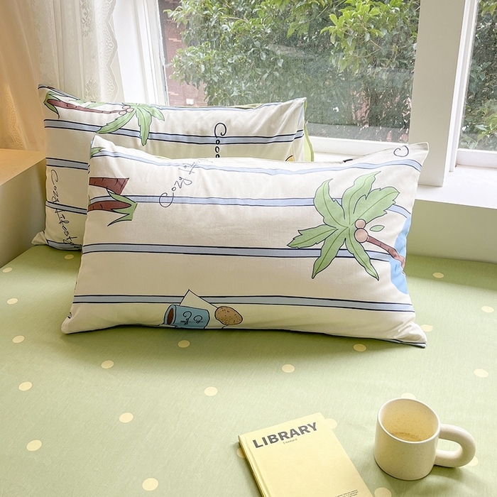 91家纺网 家纺一手货源 找家纺 麦伦家居 2024春夏新品ins小清新卡通全棉四件套 度假时光