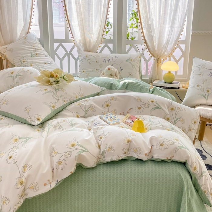 91家纺网 家纺一手货源 找家纺 宜家坊 2024新款全棉13070小清新印花四件套-拍摄二 沁园春