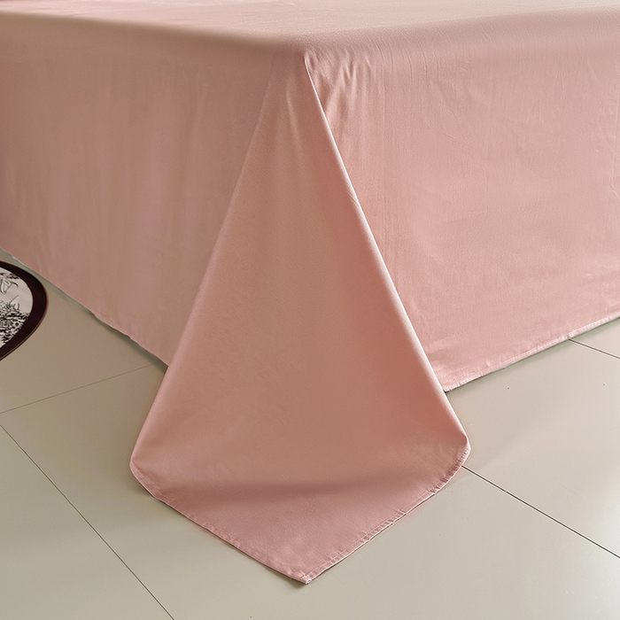 91家纺网 家纺一手货源 找家纺 寝柔家纺 2024新款40S全棉斜纹13372纯棉纯色套件单品-单床单  （风格一） 豆沙