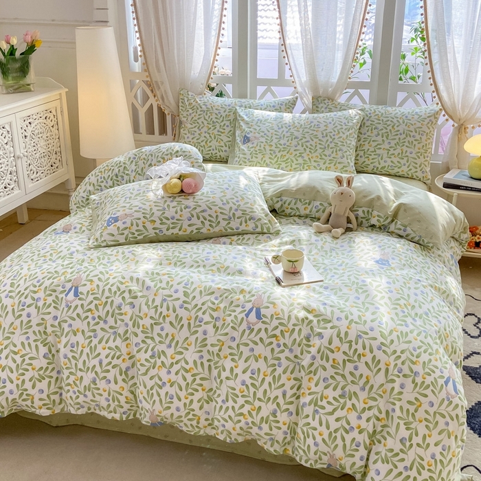 91家纺网 家纺一手货源 找家纺 宜家坊 2024新款全棉13070小清新印花四件套-拍摄二 失眠少女