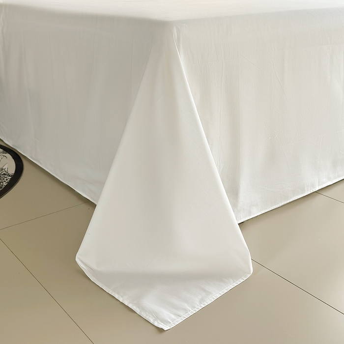 91家纺网 家纺一手货源 找家纺 寝柔家纺 2024新款40S全棉斜纹13372纯棉纯色套件单品-单床单  （风格一） 白色