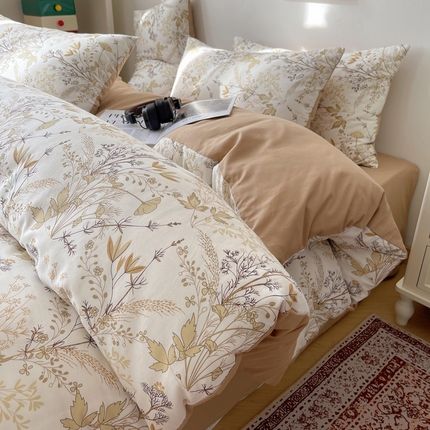 91家纺网 家纺一手货源 找家纺 希文家纺 2024新款全棉13372繁花系列四件套  繁花